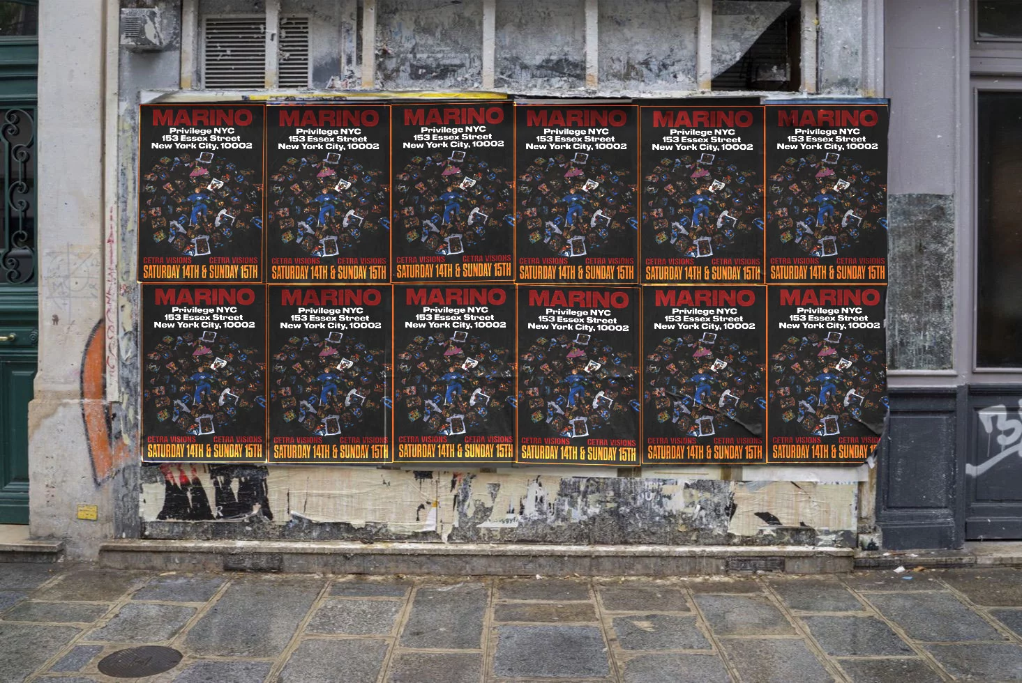 Wheatpasting Nashville - wild posting campaign installation for Marino at Privilege nightclub
